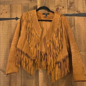 F21 boho fringe jacket size large